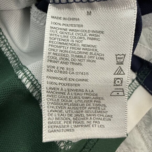 Nautica Polo Shirt Mens Med Slim Fit‎ Performance Sail Logo Green Navy White - Picture 7 of 9